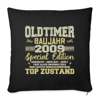 Vintage 2009 Born Retro Birthday Vintage - Sofa pillowcase 17,3'' x 17,3'' (45 x 45 cm) - black - Front