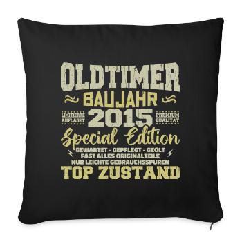 Millésime 2015 Né Rétro Anniversaire Millésime - Housse de coussin décorative 45 x 45 cm - noir - Devant