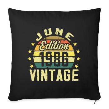 June 1986 June Retro June 1986 Birthday Gift - Sofa pillowcase 17,3'' x 17,3'' (45 x 45 cm) - black - Front