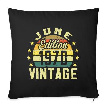 Juin 1970 Juin Cadeau Anniversaire June 1970 Rétro - Housse de coussin décorative 45 x 45 cm - noir - Devant