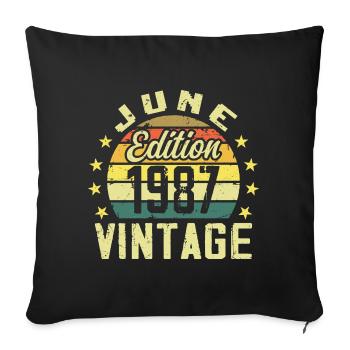 Juin 1987 Juin Cadeau Anniversaire June 1987 Rétro - Housse de coussin décorative 45 x 45 cm - noir - Devant