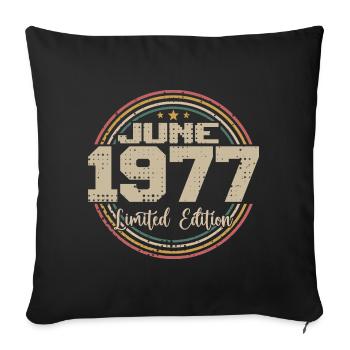Born in June 1977 Birthday 11977 June 1977 June - Sofa pillowcase 17,3'' x 17,3'' (45 x 45 cm) - black - Front
