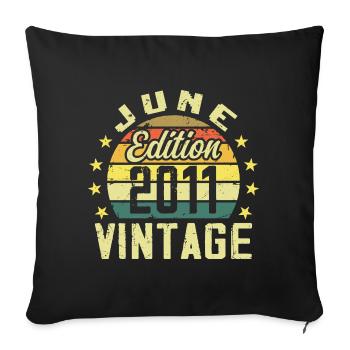 Juin 2011 Juin Cadeau Anniversaire June 2011 Rétro - Housse de coussin décorative 45 x 45 cm - noir - Devant