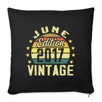 June 2017 June Retro June 2017 Birthday Gift - Sofa pillowcase 17,3'' x 17,3'' (45 x 45 cm) - black - Front
