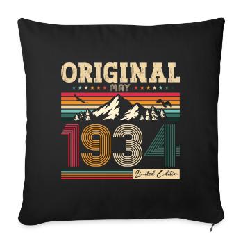 Original Mai 1934 Vintage 1934 Anniversaire 1934 - Housse de coussin décorative 45 x 45 cm - noir - Devant