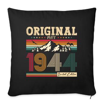 Original Mai 1944 Vintage 1944 Anniversaire 1944 - Housse de coussin décorative 45 x 45 cm - noir - Devant