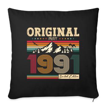 Original Mai 1991 Millésime 1991 Anniversaire 1991 - Housse de coussin décorative 45 x 45 cm - noir - Devant
