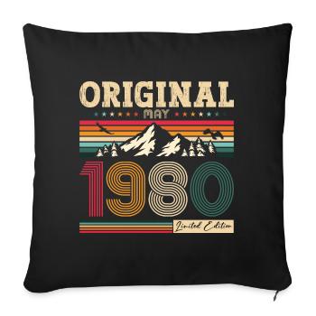 Original mai 1980 ' s Vintage 1980's Anniversaire des années 1980 - Housse de coussin décorative 45 x 45 cm - noir - Devant