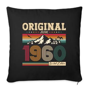 65e anniversaire Original juin 1960 Né en 1960 - Housse de coussin décorative 45 x 45 cm - noir - Devant
