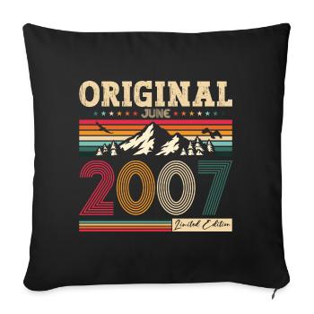 18ème anniversaire Original Juin 2007 Millésime 2007 - Housse de coussin décorative 45 x 45 cm - noir - Devant