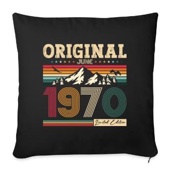 55th Birthday Original June 1970 Vintage 1970 - Sofa pillowcase 17,3'' x 17,3'' (45 x 45 cm) - black - Front