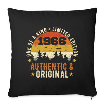 Original 1966 Geburtstagsgeschenk 1966 authentisch - Sofakissenbezug 45 x 45 cm - Schwarz - Vorne