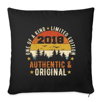 Original 2018 Geburtstagsgeschenk 2018 authentisch - Sofakissenbezug 45 x 45 cm - Schwarz - Vorne