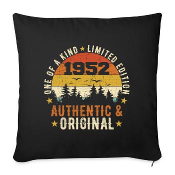 Original 1952 Geburtstagsgeschenk 1952 authentisch - Sofakissenbezug 45 x 45 cm - Schwarz - Vorne
