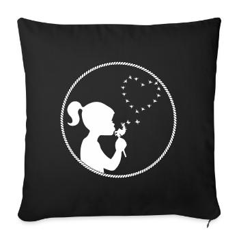 Girl Dandelion Heart White - Sofa pillowcase 17,3'' x 17,3'' (45 x 45 cm) - black - Front