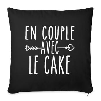 En Couple avec Cake, cadeau Fans de Cake - Housse de coussin décorative 45 x 45 cm - noir - Devant