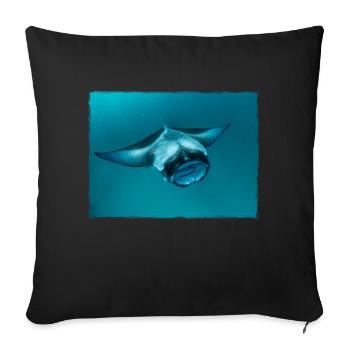 Manta Ray GROSS - Unterwasser Bild Manta Rochen - Sofakissenbezug 45 x 45 cm - Schwarz - Vorne