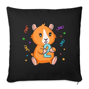 Guinea Pig 2nd Birthday Girl 2 years old - Sofa pillowcase 17,3'' x 17,3'' (45 x 45 cm) - black - Front