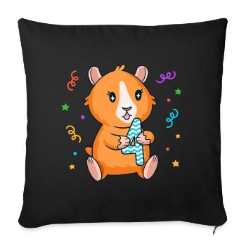 Guinea Pig 4th Birthday Girl 4 years old - Sofa pillowcase 17,3'' x 17,3'' (45 x 45 cm) - black - Front