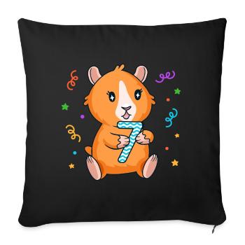 Guinea Pig 7th Birthday Girl 7 years old - Sofa pillowcase 17,3'' x 17,3'' (45 x 45 cm) - black - Front