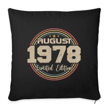 Millésime Né(e) Août 1978 Cadeau Anniversaire 1978 - Housse de coussin décorative 45 x 45 cm - noir - Devant