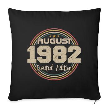 Vintage Born August 1982 Birthday Gift 1982 - Sofa pillowcase 17,3'' x 17,3'' (45 x 45 cm) - black - Front