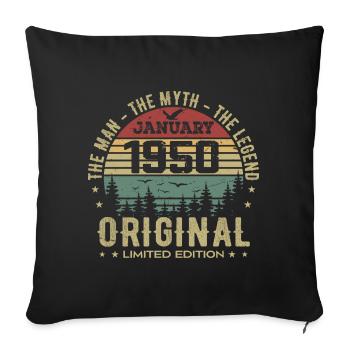 75 Jahre altes Geburtstagsgeschenk, geboren im Januar 195 - Sofakissenbezug 45 x 45 cm - Schwarz - Vorne