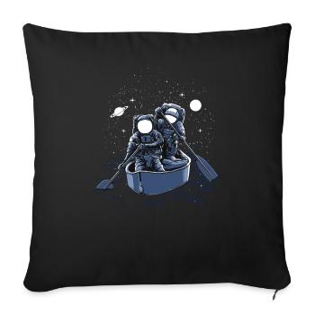 Deux astronautes d'aviron à travers l'univers. - Housse de coussin décorative 45 x 45 cm - noir - Devant