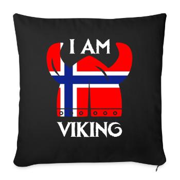 I am Viking and Norwegian National Pride - Sofa pillowcase 17,3'' x 17,3'' (45 x 45 cm) - black - Front