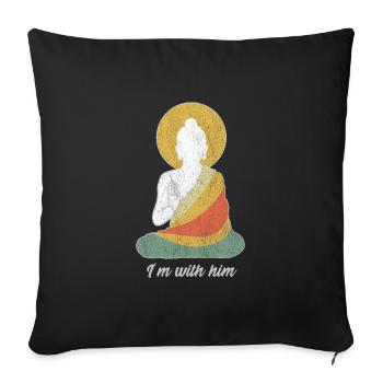 bouddha bouddhiste méditation peace dharma zen - Housse de coussin décorative 45 x 45 cm - noir - Devant