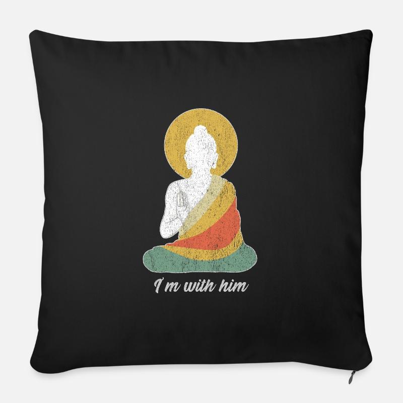 bouddha bouddhiste méditation peace dharma zen - Housse de coussin décorative 45 x 45 cm - noir