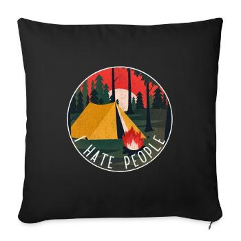 Camping hermit eremite freedom nature silence camp - Sofakissenbezug 45 x 45 cm - Schwarz - Vorne
