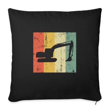 Excavator digger construction vehicle boy birthday - Sofa pillowcase 17,3'' x 17,3'' (45 x 45 cm) - black - Front