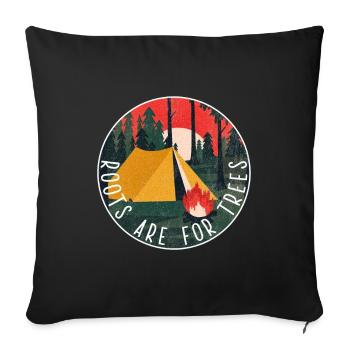 Roots Camping Travel freedom nature silence camp - Housse de coussin décorative 45 x 45 cm - noir - Devant