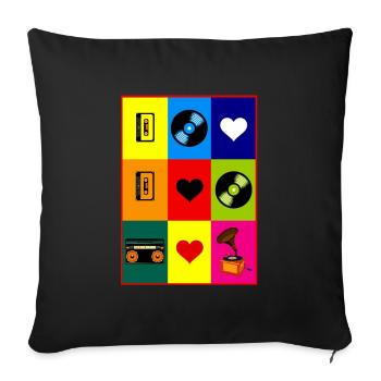 Video Cassette Record Retro 80s 90s Gift - Sofa pillowcase 17,3'' x 17,3'' (45 x 45 cm) - black - Front
