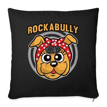 Rockabilly Bully Hund - Sofakissenbezug 45 x 45 cm - Schwarz - Vorne