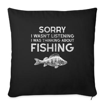Funny fishing fish catch fish sea sea - Sofa pillowcase 17,3'' x 17,3'' (45 x 45 cm) - black - Front