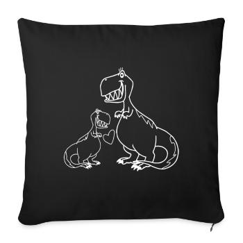 Famille de dinosaures T-Rex avec coeur - Housse de coussin décorative 45 x 45 cm - noir - Devant