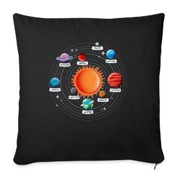 Cadeau d’astronomie des planètes du système solaire - Housse de coussin décorative 45 x 45 cm - noir - Devant