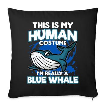 baleine bleue - Housse de coussin décorative 45 x 45 cm - noir - Devant