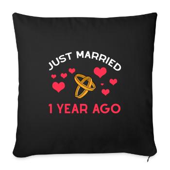 1 an ensemble cadeau d'anniversaire juste marié - Housse de coussin décorative 45 x 45 cm - noir - Devant