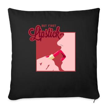 Lipstick Cosmetic Beautician Lip Makeup - Sofa pillowcase 17,3'' x 17,3'' (45 x 45 cm) - black - Front