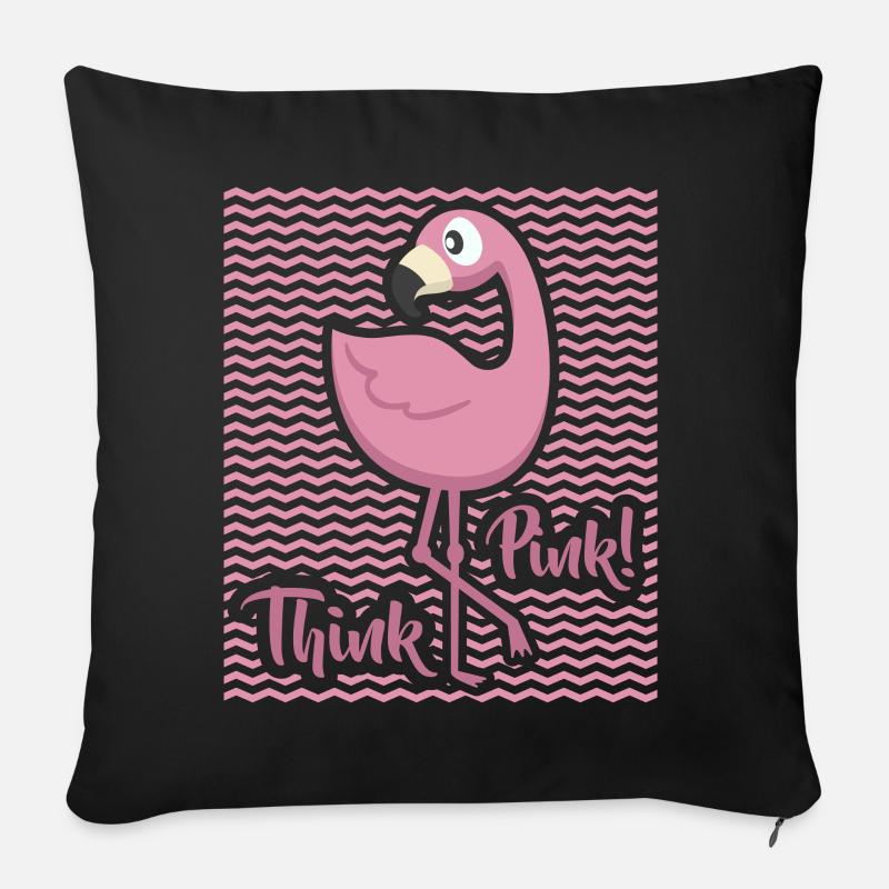 Flamingo Pink lustiges Geschenk Rosa Vogel - Sofakissenbezug 45 x 45 cm - Schwarz
