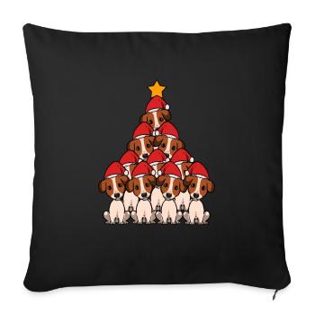 Cute Jack Russel Terrier Christmas Tree Shirt - Sofakissenbezug 45 x 45 cm - Schwarz - Vorne