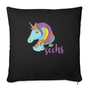 6th birthday unicorn - Sofa pillowcase 17,3'' x 17,3'' (45 x 45 cm) - black - Front