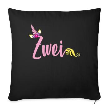 Licorne 2ème anniversaire - Housse de coussin décorative 45 x 45 cm - noir - Devant