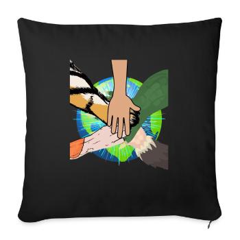 Pattes mains animaux Protection des animaux Protection de la nature Cadeau - Housse de coussin décorative 45 x 45 cm - noir - Devant