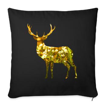 Deer, nature, meadow, forest - Sofa pillowcase 17,3'' x 17,3'' (45 x 45 cm) - black - Front