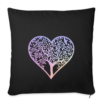 Baum Herzform Frühlingsgefühle - Sofakissenbezug 45 x 45 cm - Schwarz - Vorne