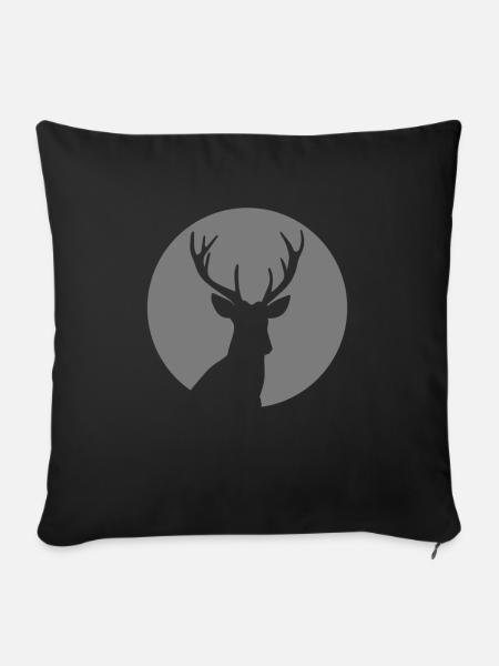 Hirsch Mond Geweih - Sofakissenbezug 45 x 45 cm - Schwarz